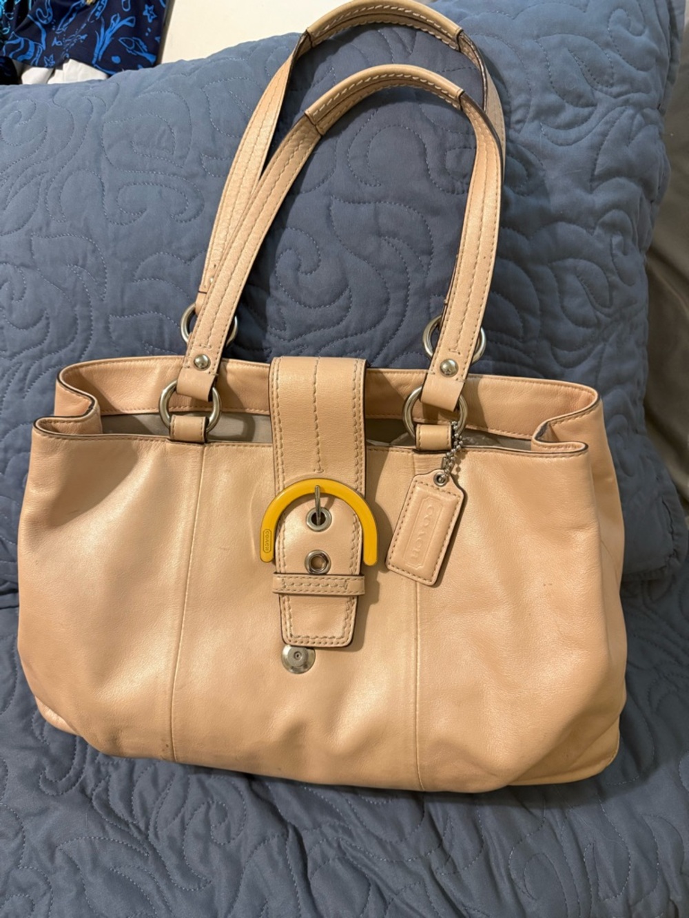 Coach Beige Leather Shoulder Bag